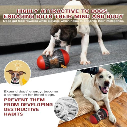 Interactive Dog & Cat Puzzle Feeder Toy, Adjustable Slow Feeding Treat Dispenser for Mental Stimulation, Enrichment Toy for Small to Medium Pets (Black-Red) - color: Black-Red
