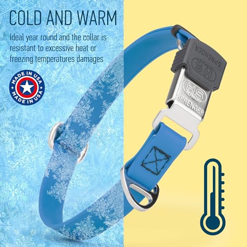 Biothane Waterproof Durable Dog Collar with Herm Sprenger - Quick Release ClicLock Buckle - Fits Medium and Large Dogs - Made in USA (Cerulean Blue, W 3/4" x L 12"-19") - color: Cerulean Blue, size: W 3/4" x L 12"-19"