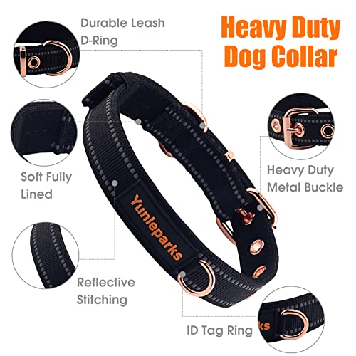 Neoprene Padded Dog Collar, Nylon Collar for Small to Large Dogs, Heavy Duty with Metal Buckle, Reflective(Small, Black) - color: Black, size: Small(Pack of 1)