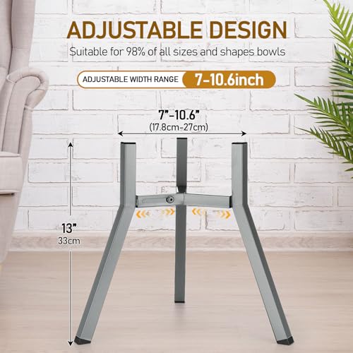 Blulu 2 Pack Adjustable Raised Dog Bowl Stand for Water and Food, Large Anti-Slip Metal Dog Food Holder Wide 7-10.6" Heights 13", Bowl Not Included(Gray) - color: Gray