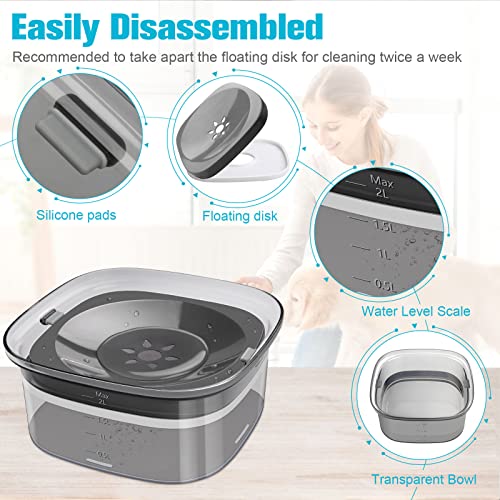 UPSKY 70oz Dog Water Bowl 2L No Spill Dog Bowls Large Capacity Spill Proof Slow Water Feeder, No Splash Dog Bowl Pet Water Dispenser Vehicle Carried Travel Slow Drinking Bowls for Messy Drinkers, Cats - color: C-Black, size: 2 L