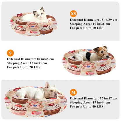 Round Cat Bed Dog Bed,15.7in Topped Washable Non-Slip Bottom Soft Pet Bed for Small Medium Dogs and Cats - size: 15.7in