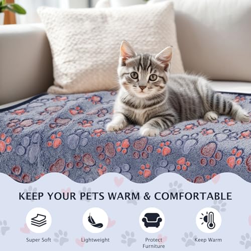 6 Pack Small Dog Blanket, Super Soft Warm Pet Cover Blankets, Paw Print Puppy Fleece Flannel Blanket for Small Medium Dogs and Cats MW003 - color: Blue Paw, size: 6 Pack of 36x36 Inches