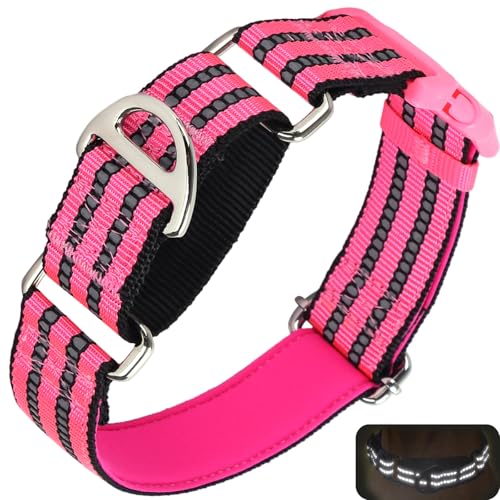 Martingale Dog Collars Reflective Nylon Dog Collar with Quick Release Buckle Adjustable Training No Slip Dog Collar (Small,Pink) - color: P, size: S