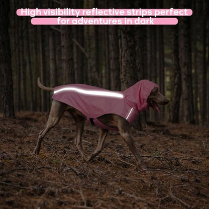 Dog Raincoat with Reflective Strip Hoodie, Waterproof Dog Raincoats, Adjustable Lightweight Hooded Poncho Dog Rain Jacket, Snowproof Windproof Clothes, Dog Raincoat for Large Dogs - color: Pink, size: XL