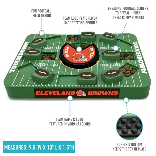 Pets First NFL Cleveland Browns Large Puzzle Toy, New Size, Interactive Dog Treat & Slow Feeding Toy - color: CLEVELAND BROWNS, size: Large