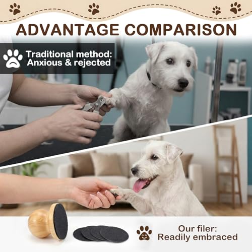 Dog Nail File, Grinder Board Scratch Pad with 4-Pack Replaceable Sandpaper Discs, Gentle Pet Nail Care Tool for Dogs and Cats