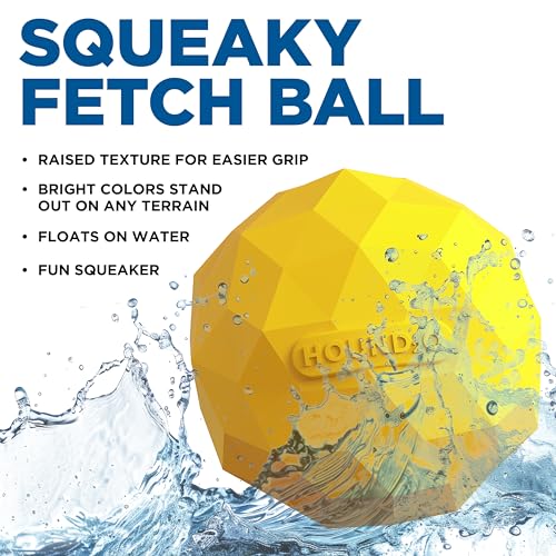 Dog Toys | Squeaky Fetch Ball for Dogs | Bright Yellow Floating Outdoor Dog Ball with Squeaker - color: Yellow