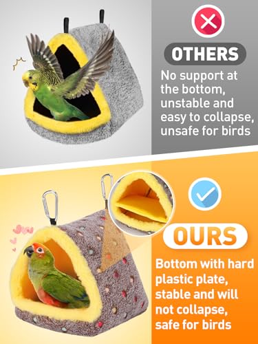 Medium Winter Warm Bird Nest for Cage - Comfortable Bird Bed with Support Board, Hanging Hammock Shed Hideaway Hut Gift for Cockatiel Monk Parrots Sun Conure - size: Medium