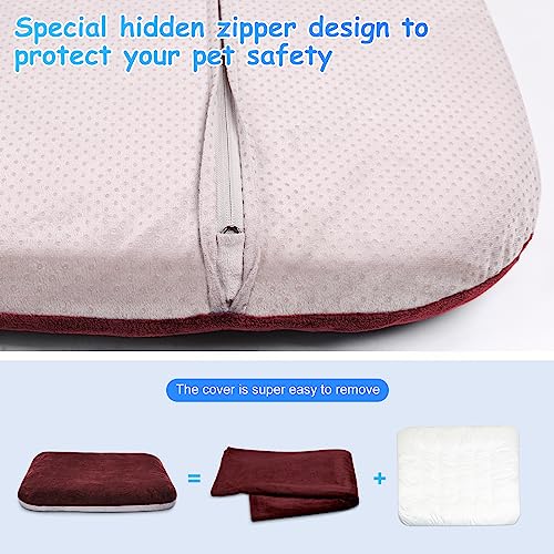 Super Soft Medium Dog Bed, 32 Inch Orthopedic Foam Pet Bed with Anti Slip Bottom, Removable Washable Cover, Burgundy - color: Burgundy, size: 32.0"L x 24.0"W x 3.0"Th