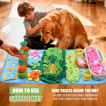 Snuffle Mat for Dogs Large Breed - 32'' X 20'' Washable Durable Sniff Mat for Slow Feeding Training, Enrichment Puzzle Toy for Mental Stimulation & Stress Relief - color: Blue-Pink