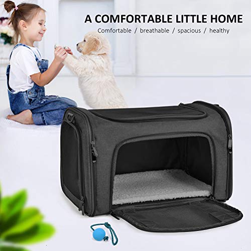 Henkelion Cat Carriers Dog Carrier Pet Carrier for Small / Medium Cats Dogs Puppies (Up To 15lbs), TSA Airline Approved Small Dog Carrier Soft Sided, Collapsible Waterproof Travel Puppy Carrier -Black - color: Black, size: 17.0"L x 11.0"W x 11.0"H
