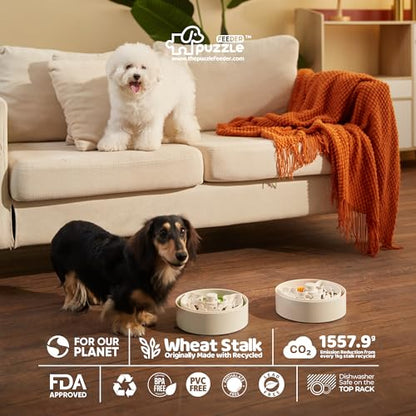 Puzzle Feeder Slow Feeder Dog Bowl, Rich Texture Lick Mat, Enrichment Puppy Feeder for Small Dogs, 4 Modes, 3 Detachable Parts, Adjustable Feeding Speeds