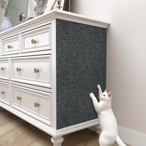 Decotalk Cat Wall Scratcher Adhesive Wall Scratchers for Indoor Cats Dark Grey Peel and Stick Carpet Walls Mounted Cat Scratching Pad 12"x78.7" Gray Corner Walls Scratching Post Furniture Protectors - size: 12" x 78.7"