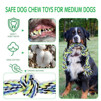 12 Pack Dogs Rope Toys for Large/Medium/Small Aggressive Chewers, Tough Cotton Dental Rope Toys Kit, Heavy Duty Dog Tug of War Toy for Chewing, Playing, Teething, Teeth Cleaning, Tossing and Catching - size: 12pc
