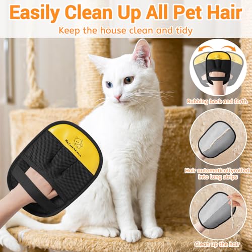Pet Hair Removal Glove，2026 Newly Upgraded Reusable Magic Brush Pet Hair Remover Glove for Cats & Dogs，Pet Hair Remover Tool for Couch,Curtain, Clothing, Carpet, Car Seat (1Pcs) - color: Black Yellow-1Pcs