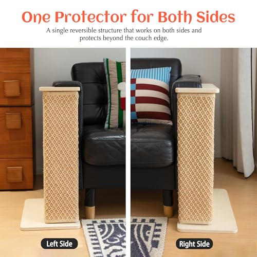 PETKARAY Extended Couch Corner Cat Scratcher, 24" Sisal Couch Protector from Cat Claws, Wider Couch Side Furniture Scratch Protection for Cats