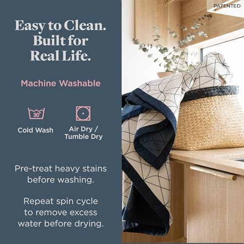 Waterproof Dog Blanket for Bed – 90x90 Inch King/Queen Size – Pet Hair Resistant Blanket for Small to Large Dogs – Washable, Leakproof, Reversible Bedspread for Bed Protection – Blue/White - size: 90"x 90"