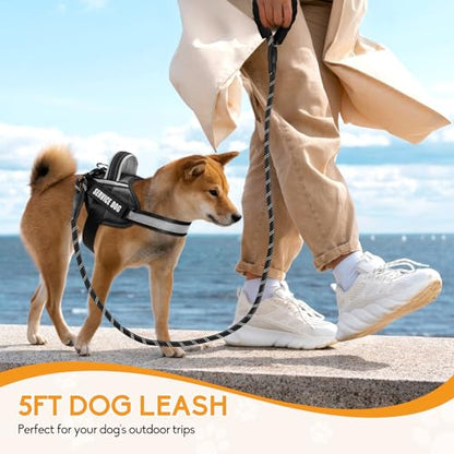 Service Dog Vest Harness and Leash Set, Animire in Training Dog Harness with 10 Dog Patches, Reflective Dog Leash with Soft Padded Handle for Small, Medium, Large, and Extra-Large Dogs (Black, XS) - color: Black, size: XS