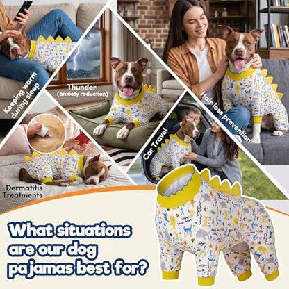LovinPet Big Dogs Pjs, Large Dog Pajamas, Anti Licking Pet Anxiety Shirt, Surgical Recovery Onesie, Large Breed Dog Jammies, Pet PJ's,Lightweight Stretch, White Sea Life Print Husky Pajamas /3XL - size: XXX-Large