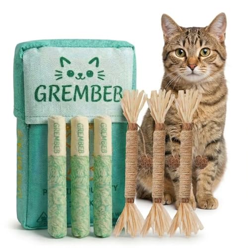 3+3Pcs Catnip Toys for Indoor Cats, Funny Cigarette-Shape Cat Chew Toy for Kitten Teething, Soft & Durable Kicker Plush Gifts Interactive Organic Cat Nip Sticks to Relieve Boredom Anxiety - size: 6Cigar-Stick
