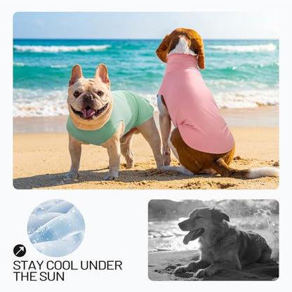 2Pack Dog Shirts, Breathable Dog Cooling Shirt for Small Dogs, Sun Protection Dogs Cooling Vest Tank Tops, Lightweight Soft Stretchy Sun Shirts, Sleeveless Summer Pet Clothes - Green + Pink M - color: Pink+Green, size: Medium
