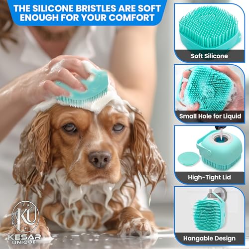 8PCS Pet Grooming & Bathing Kit for Dogs & Cats, Dog Bathing Supplies with Silicone Dog Washing Gloves, Dog Shampoo Brush, Dog Bath Brush Pet Grooming Tools for Shedding, Cleaning & Massage