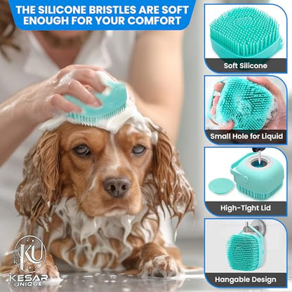 8PCS Pet Grooming & Bathing Kit for Dogs & Cats, Dog Bathing Supplies with Silicone Dog Washing Gloves, Dog Shampoo Brush, Dog Bath Brush Pet Grooming Tools for Shedding, Cleaning & Massage