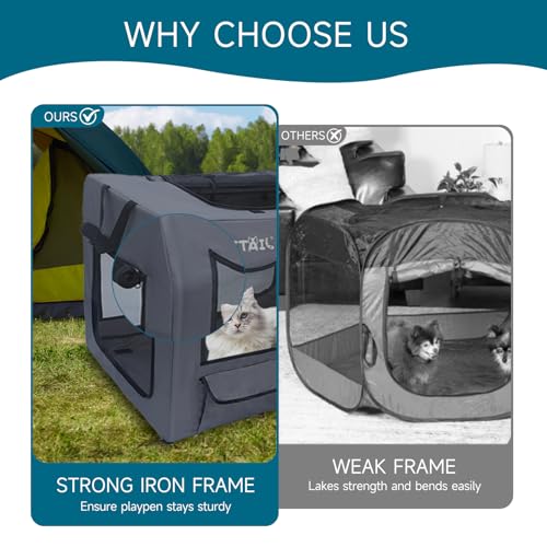 Extra Large Dog Crate for Large&Medium Dogs, Portable Dog Travel Crate for Multi-Cat Families & Small Dog Owners, Puppies, 39 Inch Foldable Portable Pet Crate with 600D Oxford for Outdoor Kennel