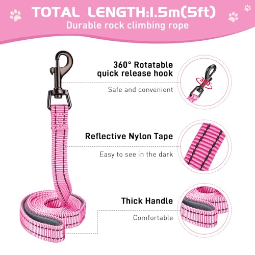 Soft Mesh Dog Harness and Leash Set, No Pull Puppy Harness and Leash Set, Reflective Step in Harness for Small Medium Dogs, Easy Walk Escape Proof Vest Harnesses (Rose Red, M) - color: Rose Red, size: M