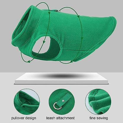 JACKO & CO - Fleece Vest Dog Sweater with Leash Ring - Soft, Warm & Lightweight Pullover Coat for Small & Medium Dogs, Puppies & Cats - Cozy Fall/Winter/Spring Pet Jacket (Neon Green, XS 2-4lbs) - color: Neon Green, size: XS (2-4lbs)