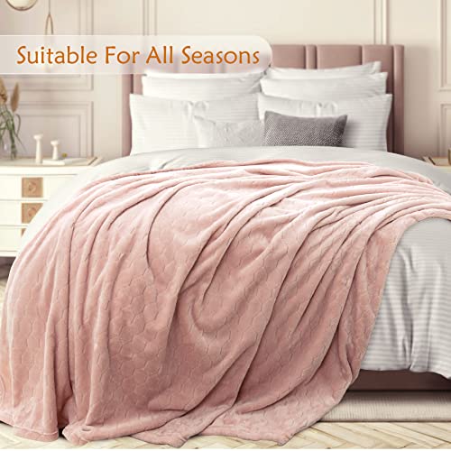 TOONOW Fleece Blanket Super Soft Cozy Throw Blanket 50" x 60", Lightweight Fuzzy Comfy Textured Flannel Blanket Winter Warm Plush Throw Blankets for Couch, Sofa, Bed, Light Pink - color: Light Pink, size: Throw-50" x 60"