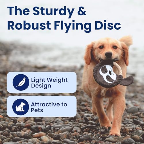 PAWSPIK Flying Disc Tug-of-War Toy, Eco-Friendly Recycled Material, Squeaker Toy for Medium and Large Dogs, for Throwing & Fetching 8.5" Diameter (Tough Tiger) - style: Tough Tiger