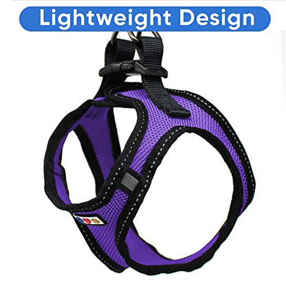 Pawtitas Reflective Mesh Puppy Dog Harness for Extra Extra Small Dogs – Adjustable | No Pull | Fits Neck 8 in Chest 12 in | XXS | Purple - color: Purple, size: 2 Extra Small