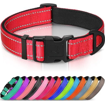 Joytale Reflective Dog Collar, Soft Neoprene Padded, Metal D-Ring, Nylon Pet Collar Adjustable for Puppy and Small Dogs, Red, XS - color: Red, size: X-Small (Pack of 1)