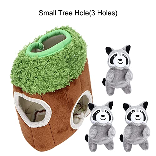 Raccoon in Tree Hide and Seek Dog Toy, Hide a Raccoon Plush Dog Toy Puzzle with Squeaker for Small and Medium Size Dogs