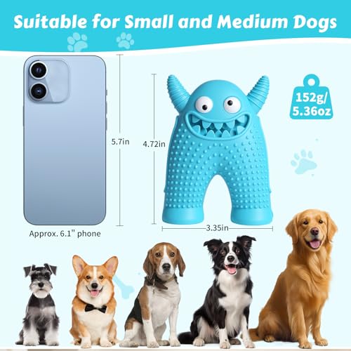 Dog Chew Toys Floating Squeaky Toy for Puppy Toothbrush Teething Cleaning Toys Outdoor Swimming Interactive Tough Toys for Small and Medium Dogs - color: Monster-blue