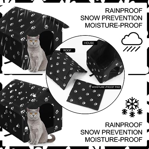 Soaoo 3 Pcs Cat Houses for Outdoor Stray Cats Shelter Weatherproof Outside House Indoor Foldable Pet Cave with Tent Stakes for Wild Animal Dogs(Paw Style) - style: Paw Style