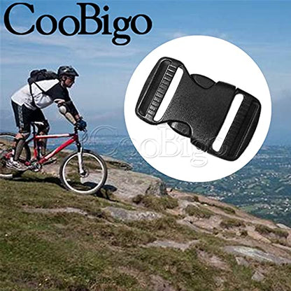 CooBigo 10 Pack 1-1/2" Plastic Side Release Buckle Dual Adjustable Outdoor Camping Tactical Backpack Belt Strap Webbing Bag Hardware Accessories 1-1/2" Dual Release Buckle Black - color: D#: 1-1/2"(10pcs)