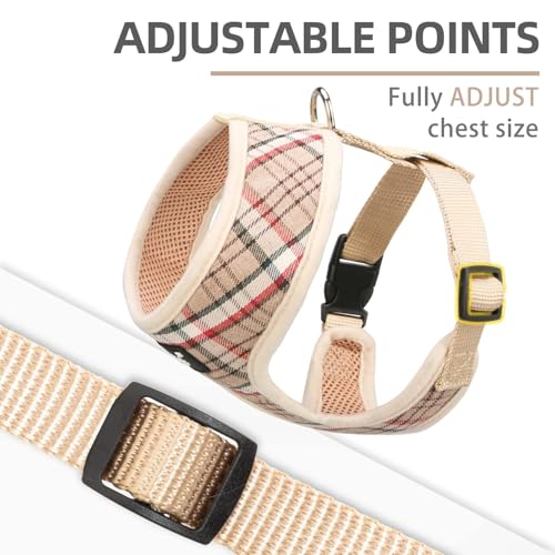 PUPTECK Soft Mesh Dog Harness and Leash Set Pet Puppy Cat Comfort Padded Vest No Pull Harnesses, Khaki, XS - color: Khaki, size: XS (NECK: 10", CHEST: 10"-14")