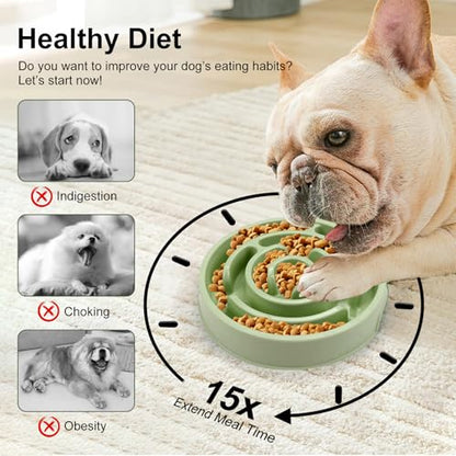 Slow Feeder Dog Bowls,Puzzle Dog Bowl with Anti-Slip, Slow Feeder & Non-Slip Design, Boredom and Anxiety Reducer, Suitable for All Breed Dogs and Cat - color: Green
