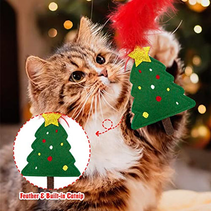 Cat Christmas Stocking, 10 Pack Gifts for Christmas, Interactive Feather Toy with Catnip, Cat Ball Toys, Crinkle Balls, Mice Toys for Indoor Cats & Kitten - style: G-Christmas-10pcs
