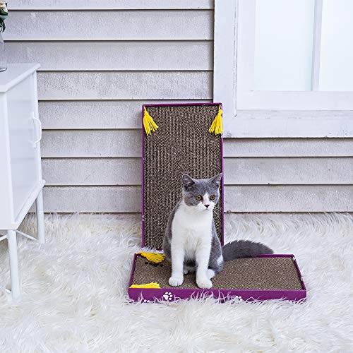 PEEKAB Cat Scratcher Cardboard Wide Scratching Board Reversible Corrugate Cat Scratch Pad with Box Catnip Included Large 3PCS - size: XL-3pack