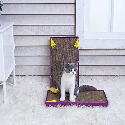 PEEKAB Cat Scratcher Cardboard Wide Scratching Board Reversible Corrugate Cat Scratch Pad with Box Catnip Included Large 3PCS - size: XL-3pack