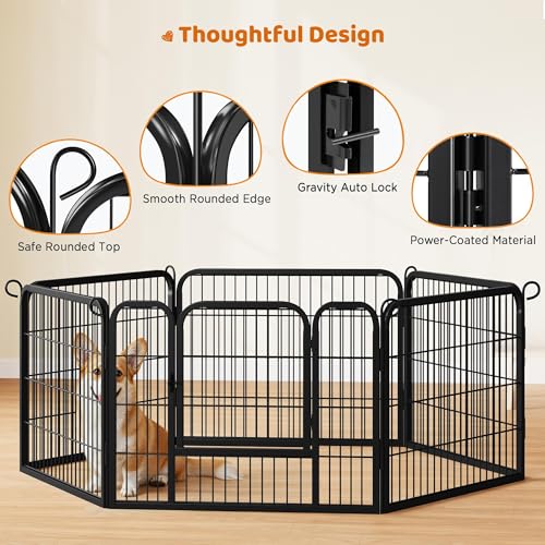 Yaheetech Wide Panel Dog Playpen, 6 Panels 24 inch High Pet Pen with Gate, Portable Indoor Outdoor Fence for Small/Medium Breed Dogs - size: 24"