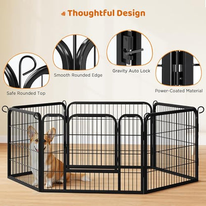 Yaheetech Wide Panel Dog Playpen, 6 Panels 24 inch High Pet Pen with Gate, Portable Indoor Outdoor Fence for Small/Medium Breed Dogs - size: 24"