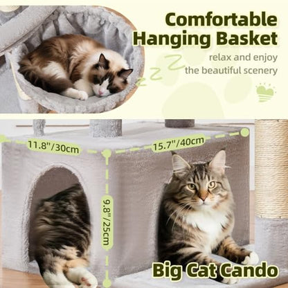Taoqimiao Cat Tree, 32.2-Inch Cat Tower for Indoors Cats, Cat Condo with Large Cat Perch, Spacious Cat Cave, Scratching Posts for Small and Medium Cats, Light Gray MS043W - color: Light Gray