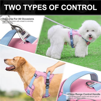 Durable Reflective Dog Harness - Adjustable Mesh Vest for All Breeds and Sizes(Pink,Small) - color: Pink, size: Small