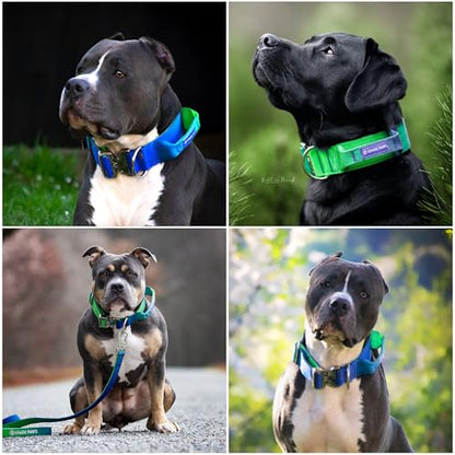 Spark Paws Tactical Dog Collar - Heavy Duty, Premium Quality, Thick and Durable for Large and Medium Dogs - Lime Wave - M - color: Lime Wave, size: M: 18"-22" [2" wide]