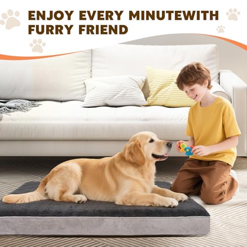Orthopedic Dog Bed for Medium and Large Dogs - Waterproof Dog Sofa with Removable Washable Cover and Egg Crate Foam Comfort Pet Sleeping Mat, Pet Bed Couch with Zipper and Non-Slip Bottom